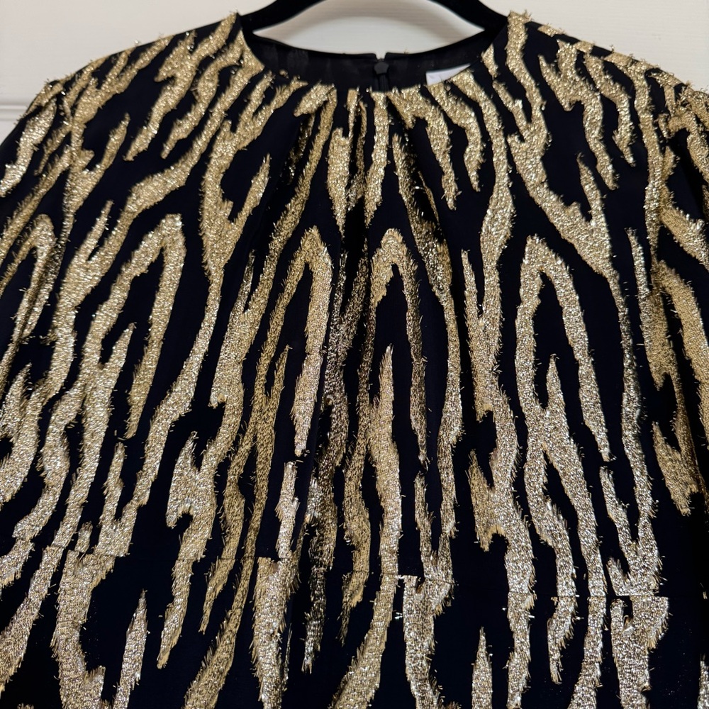 CELINE Paris Black and Gold Lame Patterned Mini Dress FR 38 US2/4 - Picture 4 of 11